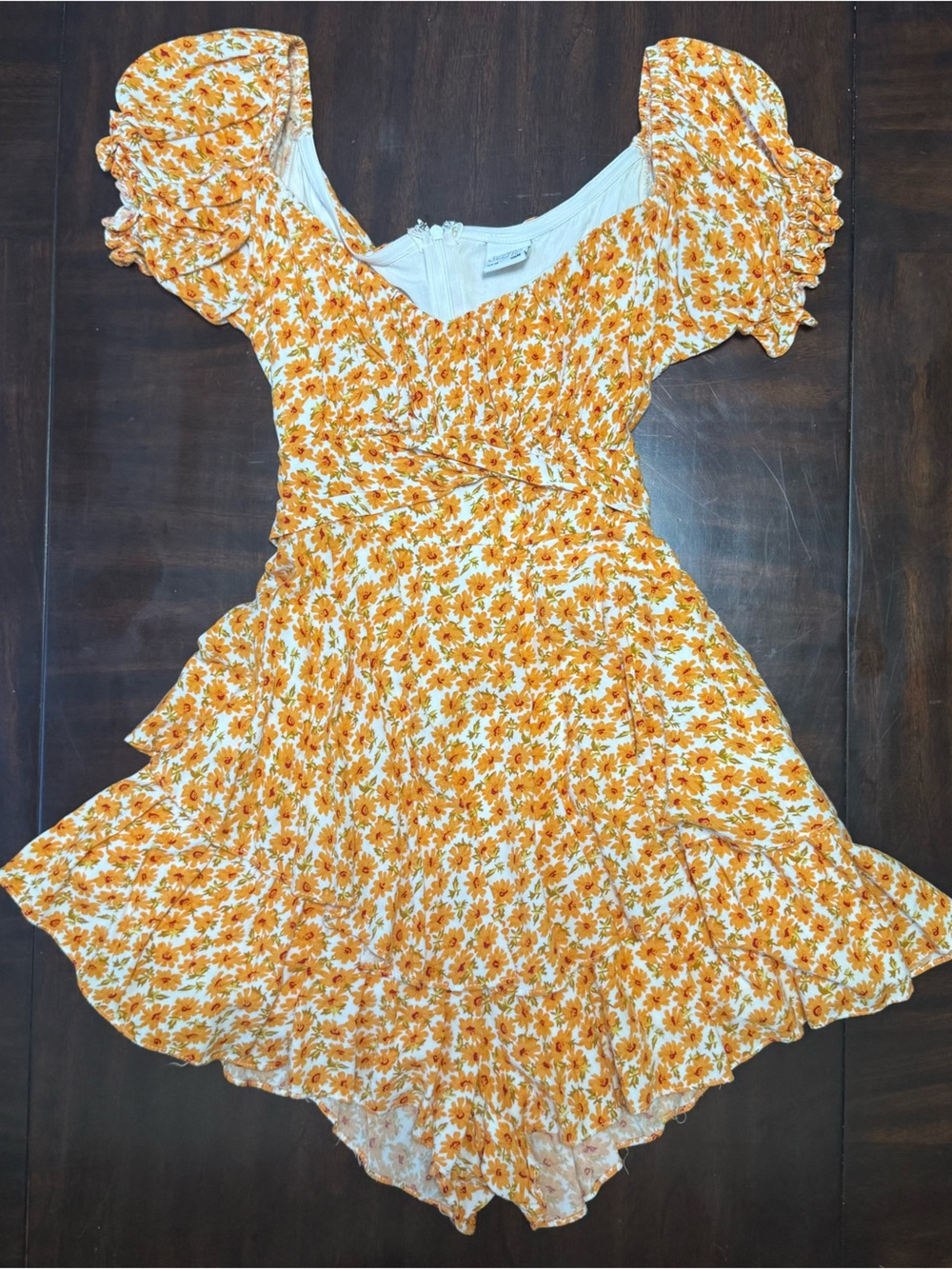 Selfie Yellow Floral Ruffled Romper
